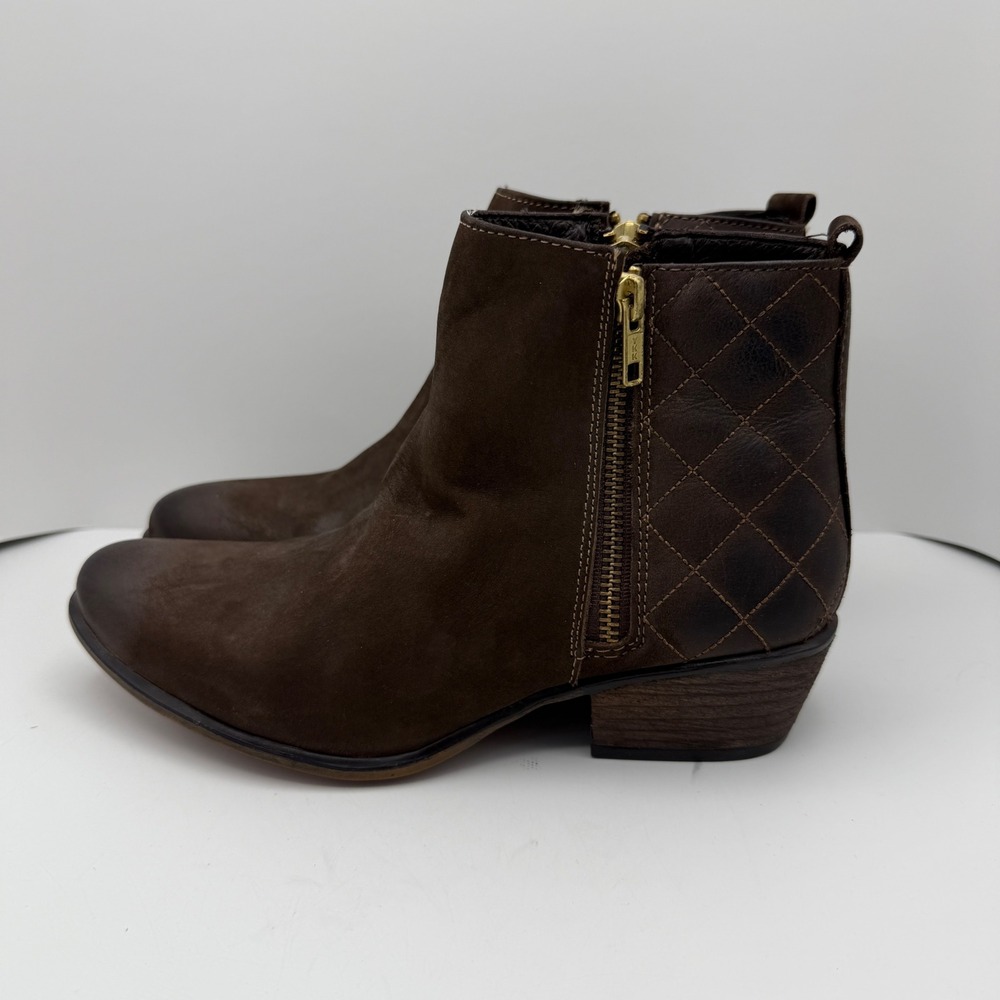 Steve Madden‎ Brown Suede Quilted Zip Ankle Boots Women's Size 8 Casual Low Heel